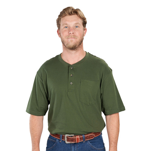 key apparel Short Sleeve Pocket Henley Black