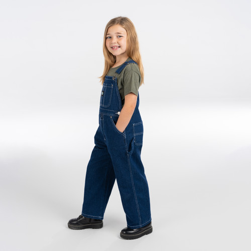 key apparel Kid's Bib Overalls Indigo Denim Enzyme Wash