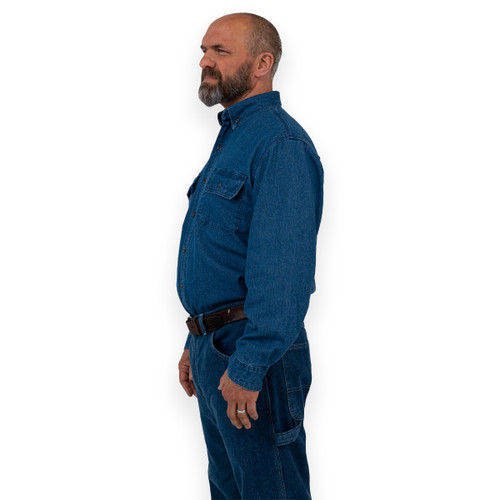 Key Apparel Long Sleeve Denim Shirt Indigo Denim Enzyme Wash