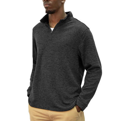 key apparel Men's Dynasty Quarter Zip Pullover Charcoal
