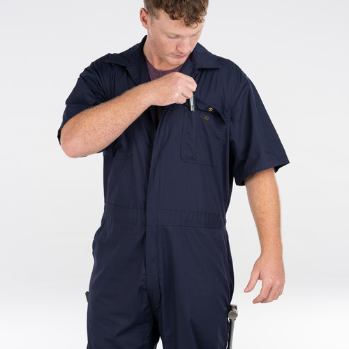 Key Apparel Poplin Unlined Short Sleeve Coveralls For Men Navy