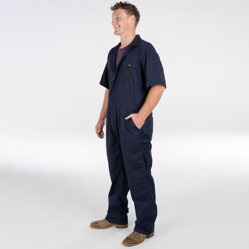 Key Apparel Poplin Unlined Short Sleeve Coveralls For Men Navy