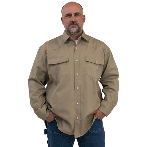 key apparel Welder's Long Sleeve Western Shirt Khaki