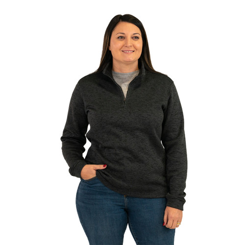 key apparel Women's Dynasty Quarter Zip Pullover Charcoal