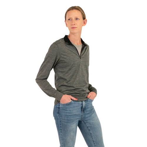 Key Apparel Women's Legacy Quarter Zip Pullover Light Gray