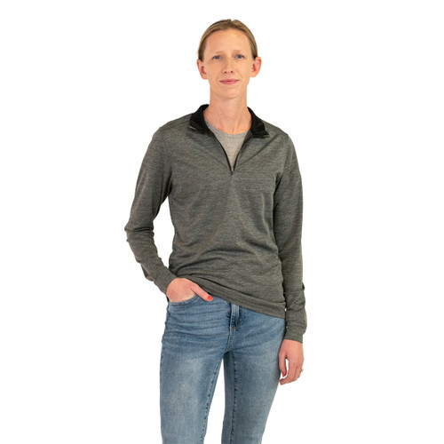 key apparel Women's Legacy Quarter Zip Pullover Light Gray