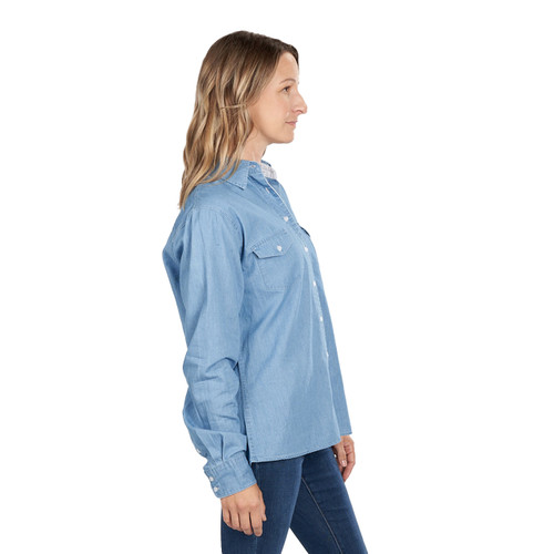 Key Apparel Women's River Edge Shirt Light Wash Denim