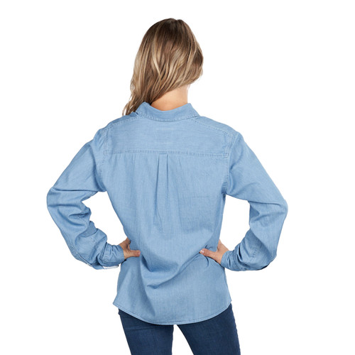 Key Apparel Women's River Edge Shirt Light Wash Denim