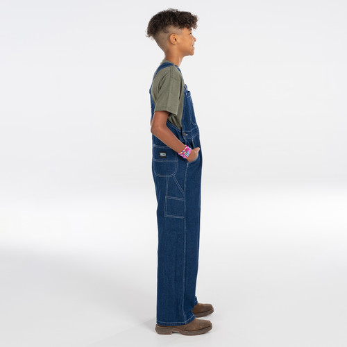 Key Apparel Youth Bib Overalls Indigo Denim Enzyme Wash