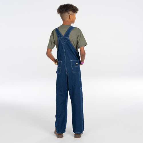 Key Apparel Youth Bib Overalls Indigo Denim Enzyme Wash