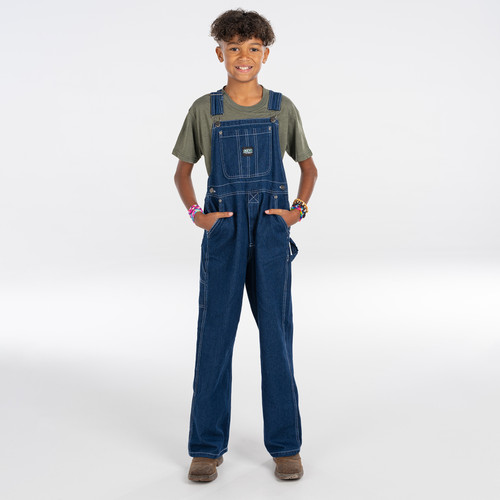 key apparel Youth Bib Overalls Indigo Denim Enzyme Wash