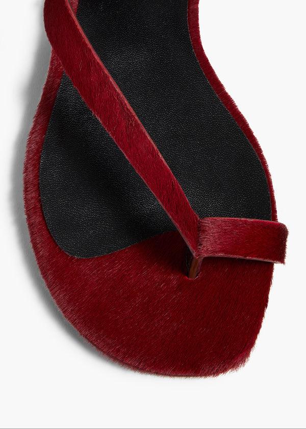 Khaite Aimee Ankle Strap Flat Sandal Cherry Haircalf
