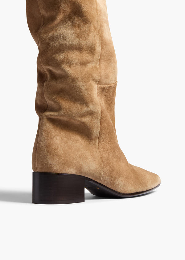 Khaite Andee Slouchy Over-the-Knee Boot Taupe Suede
