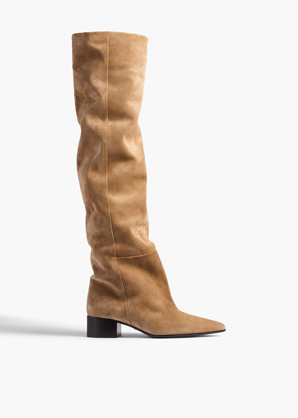 khaite Andee Slouchy Over-the-Knee Boot Taupe Suede