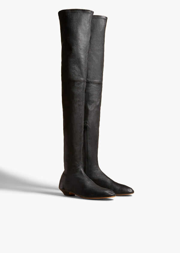 Khaite Apollo Over-the-Knee Flat Boot Black Leather