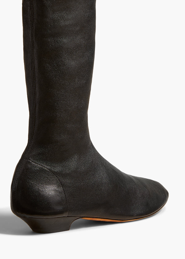 Khaite Apollo Over-the-Knee Flat Boot Black Leather