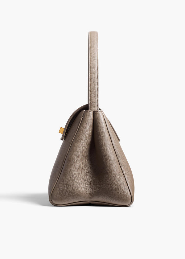 Khaite Audrey Top Handle Bag Elephant Pebbled Leather