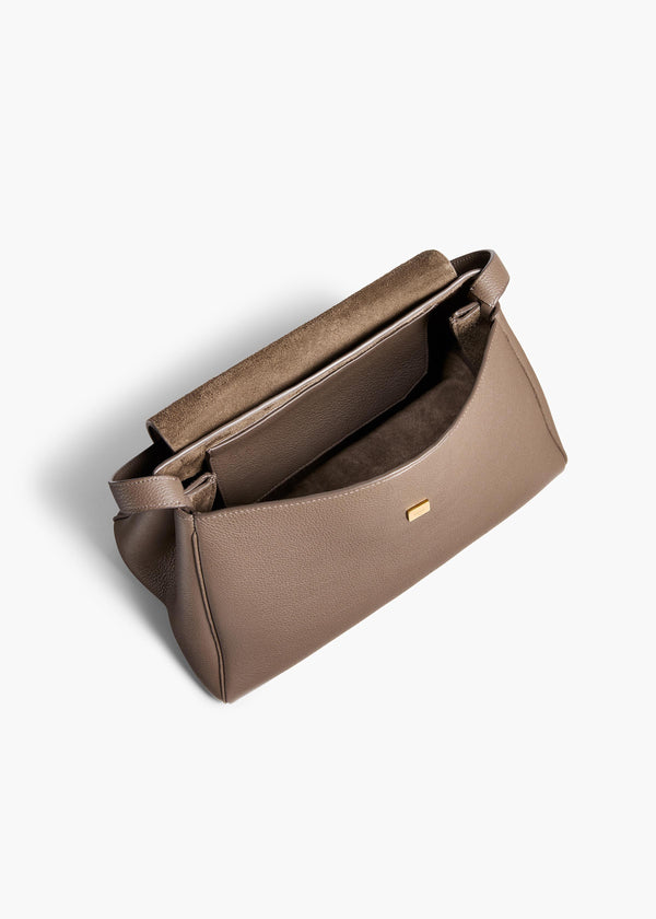 Khaite Audrey Top Handle Bag Elephant Pebbled Leather