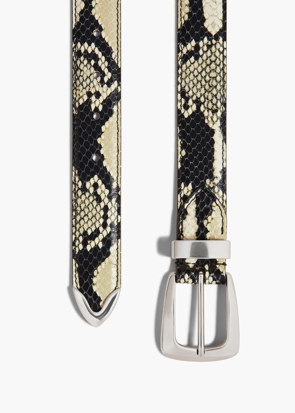 Khaite Benny Belt Natural Python-Embossed Leather With Antique Silver