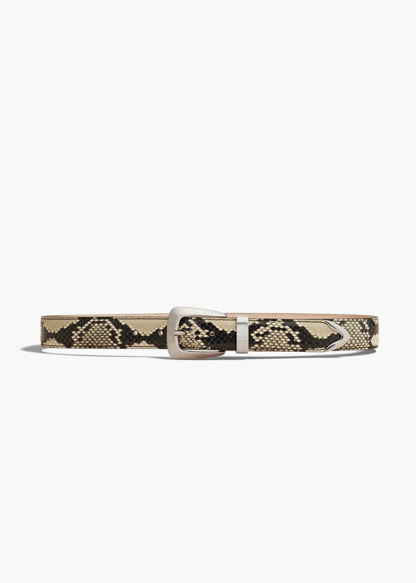 khaite Benny Belt Natural Python-Embossed Leather with Antique Silver
