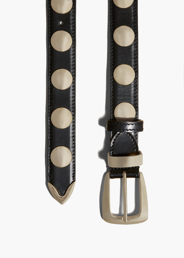 Khaite Benny Belt With Studs Black Leather And Gold