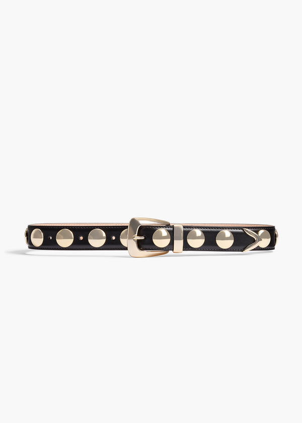 khaite Benny Belt with Studs Black Leather and Gold