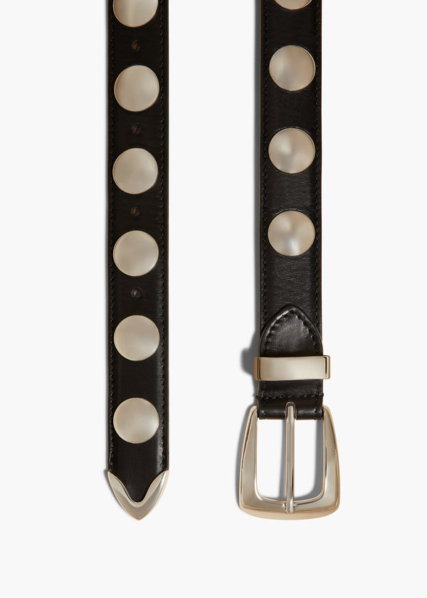 Khaite Benny Belt With Studs Black Leather And Silver