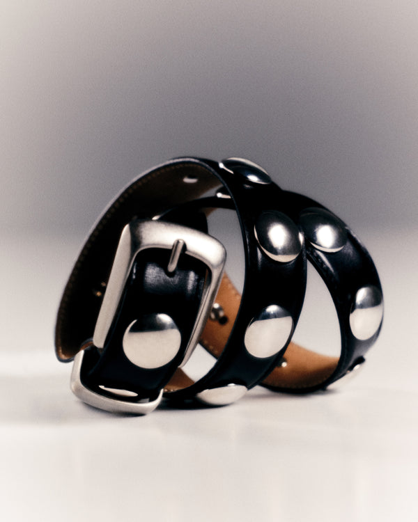 Khaite Benny Belt With Studs Black Leather And Silver