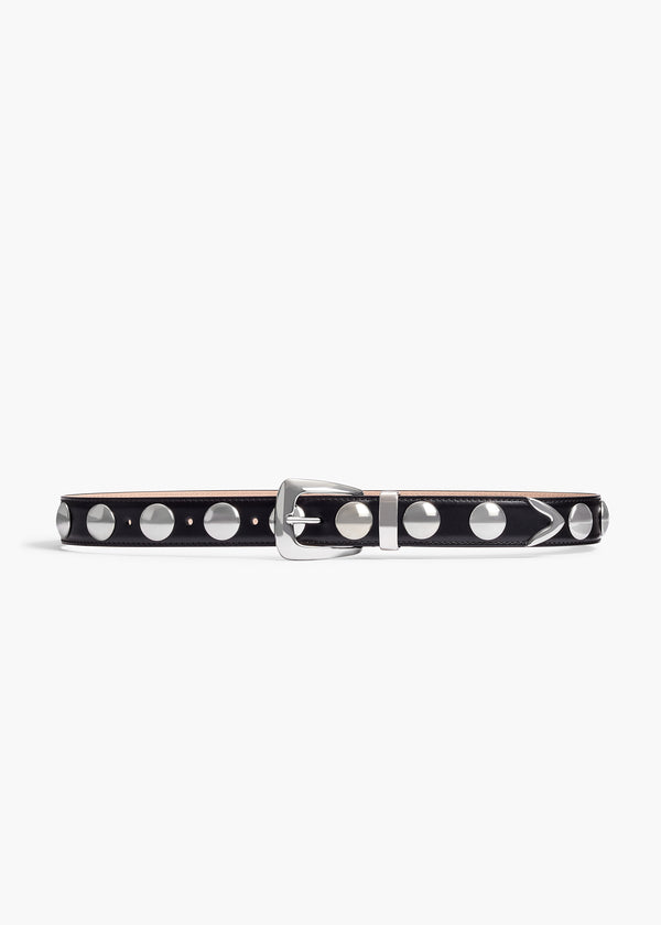 khaite Benny Belt with Studs Black Leather and Silver