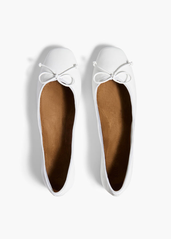 Khaite Charlotte Ballerina Flat Optic White Leather