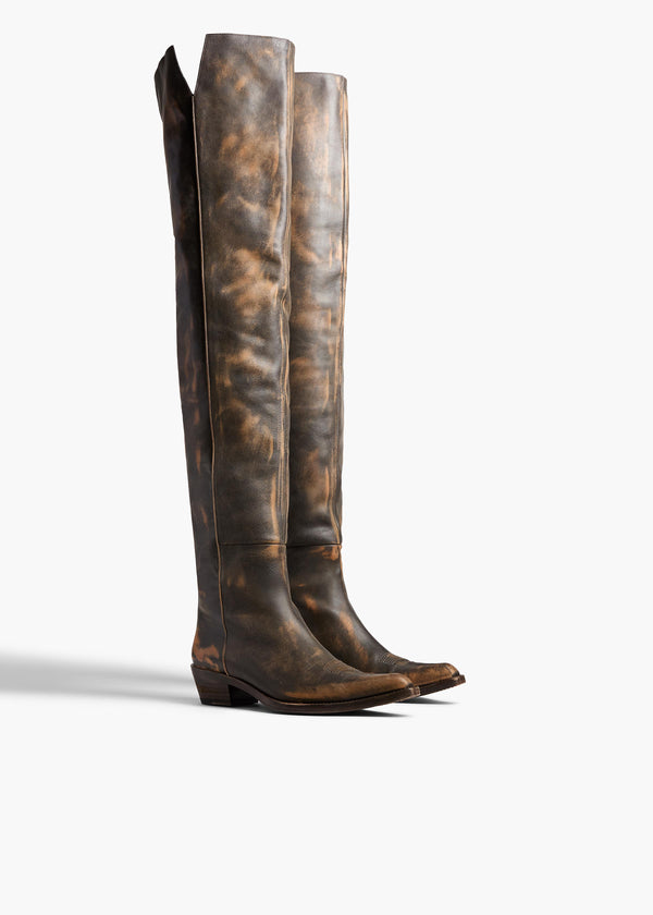 Khaite Clive Over-the-Knee Flat Boot Vintage Black Leather