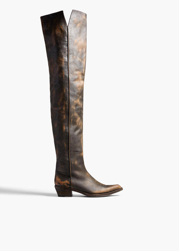 khaite Clive Over-the-Knee Flat Boot Vintage Black Leather