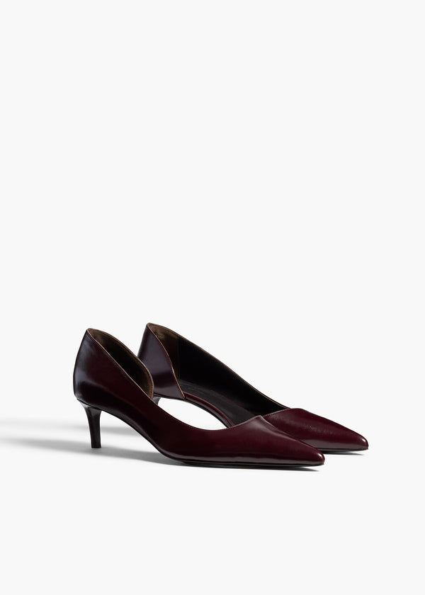 Khaite Jett D'Orsay Low Pump Bordeaux Glazed Leather