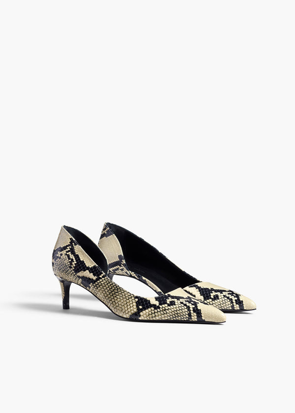 Khaite Jett D'Orsay Low Pump Natural Python-Embossed Leather