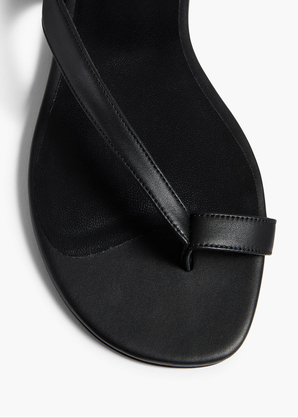 Khaite Aimee Ankle Strap Flat Sandal Black Leather