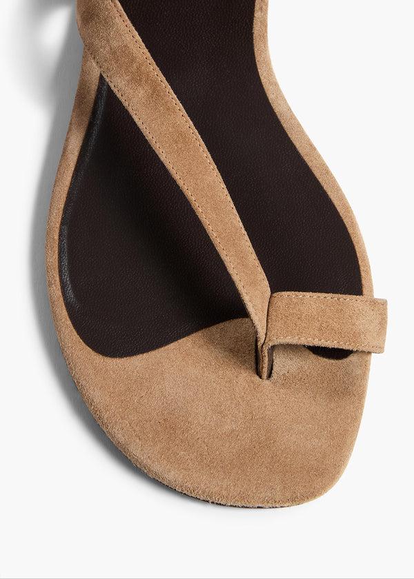 Khaite Aimee Ankle Strap Flat Sandal Taupe Suede