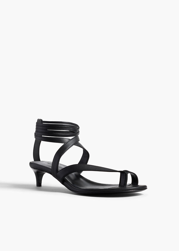Khaite Aimee Kitten Heel Sandal Black Leather