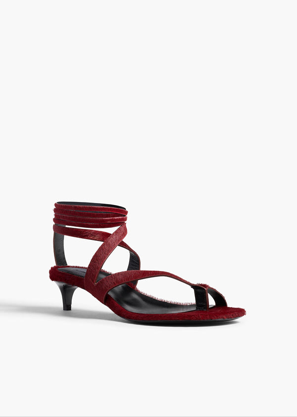 Khaite Aimee Kitten Heel Sandal Cherry Haircalf
