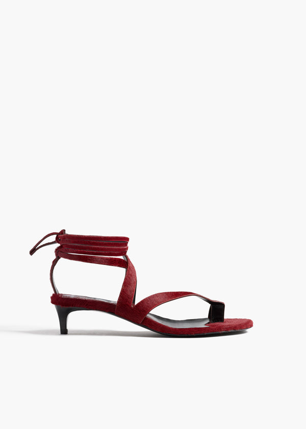 khaite Aimee Kitten Heel Sandal Cherry Haircalf
