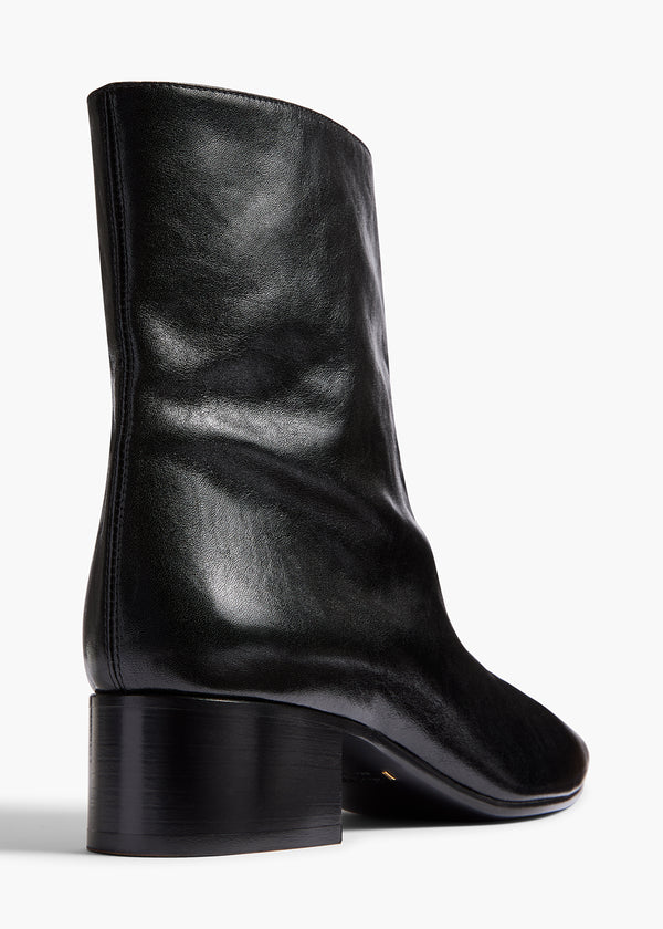 Khaite Andee Ankle Boot Black Glazed Leather