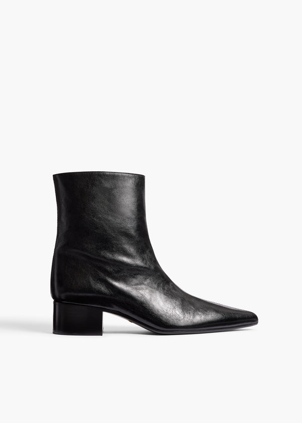 khaite Andee Ankle Boot Black Glazed Leather