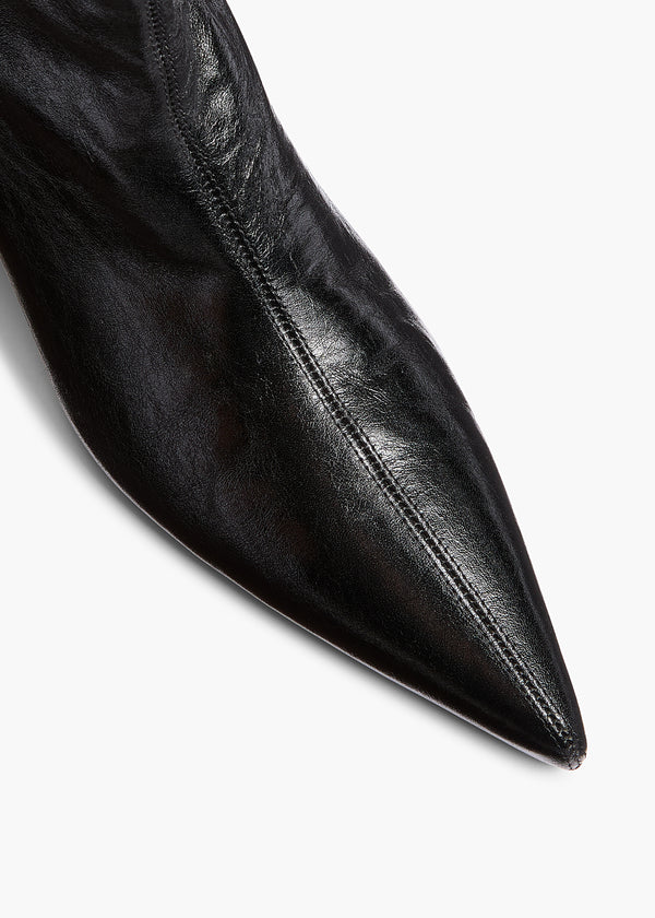 Khaite Andee Knee-High Boot Black Glazed Leather
