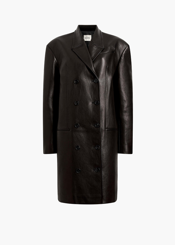 khaite Andors Coat Black Leather