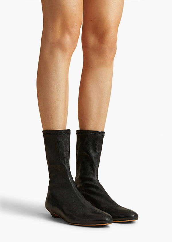 Khaite Apollo Flat Ankle Boot Black Leather
