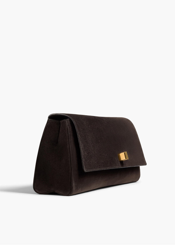 Khaite Audrey Clutch Dark Brown Suede