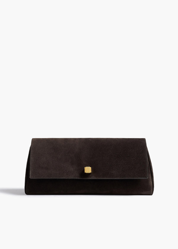 khaite Audrey Clutch Dark Brown Suede