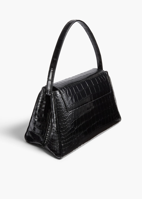 Khaite Audrey Top Handle Bag Black Alligator