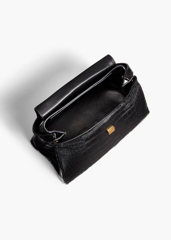 Khaite Audrey Top Handle Bag Black Alligator