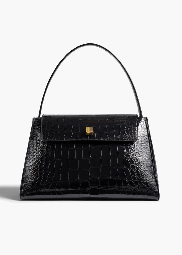 khaite Audrey Top Handle Bag Black Alligator