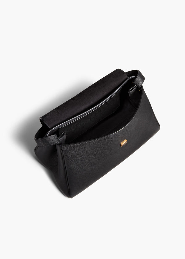 Khaite Audrey Top Handle Bag Black Pebbled Leather